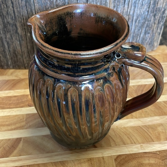 Vintage | Artist Signed | Handcrafted | Pottery | Pitcher/Vase | Decor | Brown - Picture 7 of 12